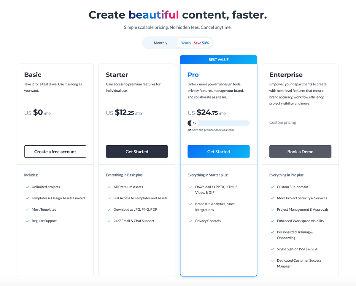 SaaS Lead generation - Offer a free trial or free plan - Visme