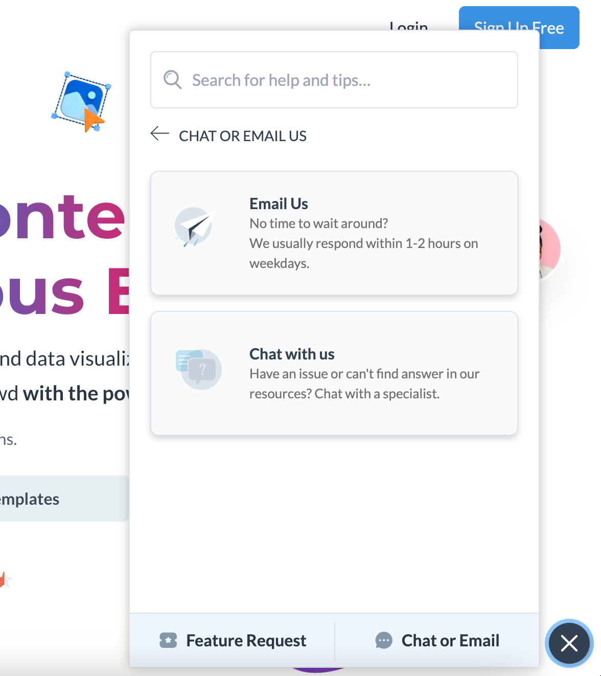 interactive marketing - Visme: Live Chat & Email Support