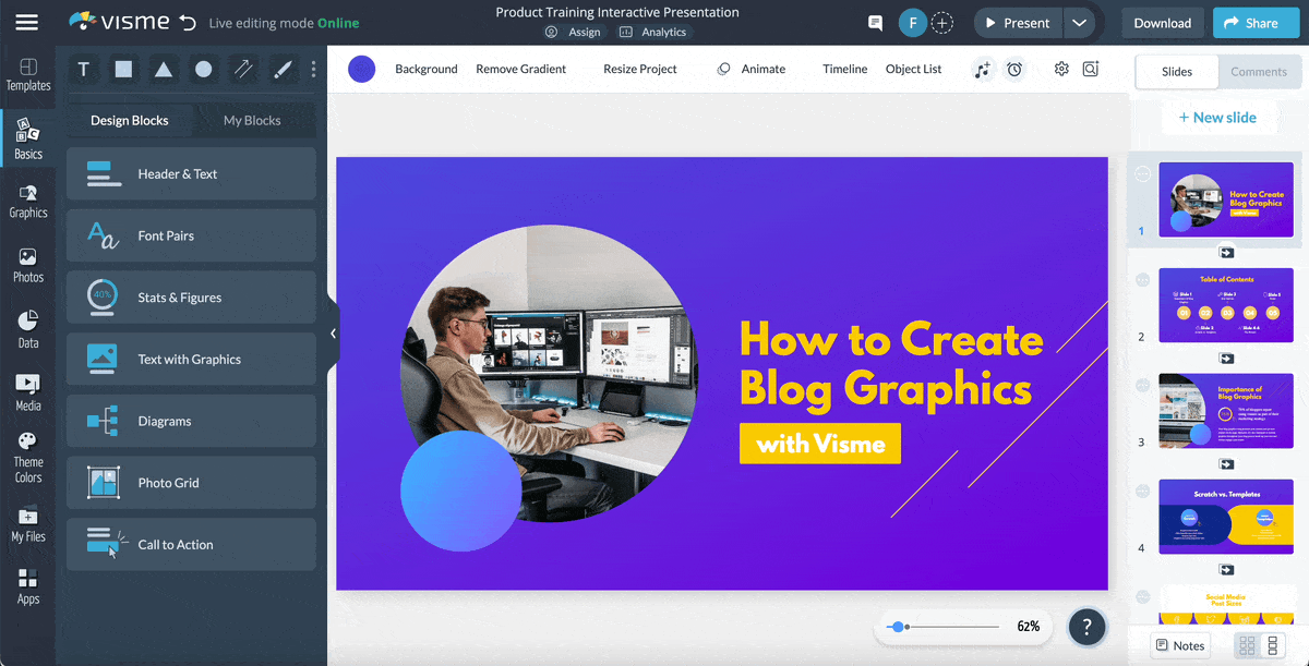  a GIF showing how to add hyperlink to an external website like a blog post about interactive presentation