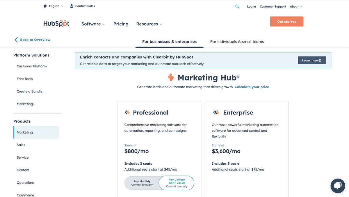 customer success tools - HubSpot pricing