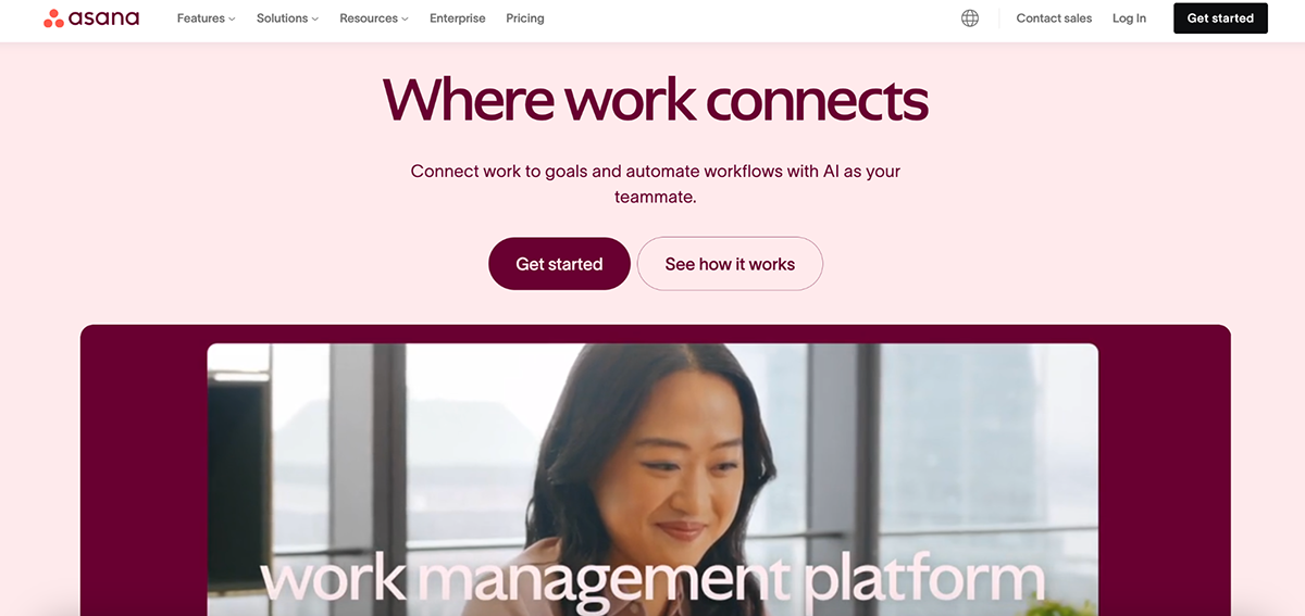 best product management tool - a screenshot of Asana's homepage