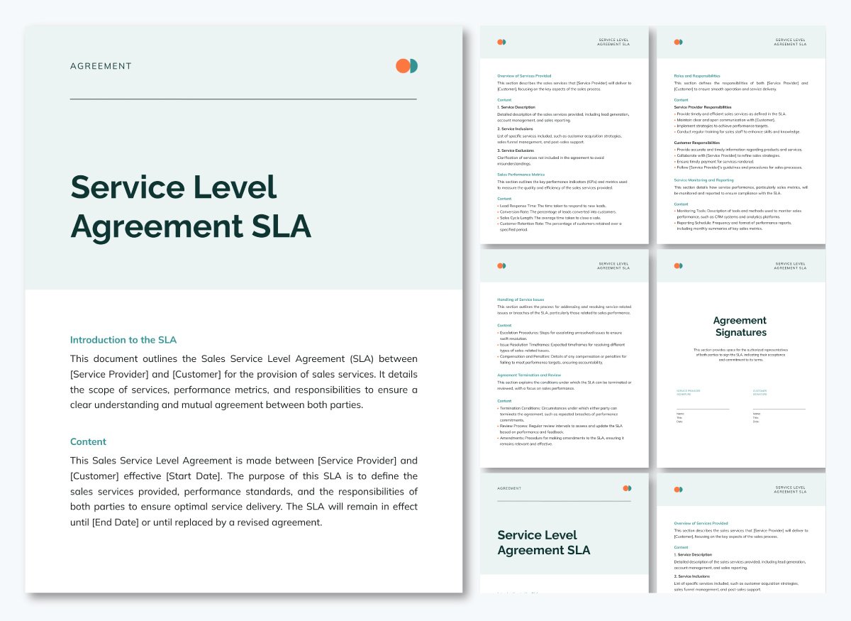 Service Level Agreement Template - Sales Service Level Agreement Template