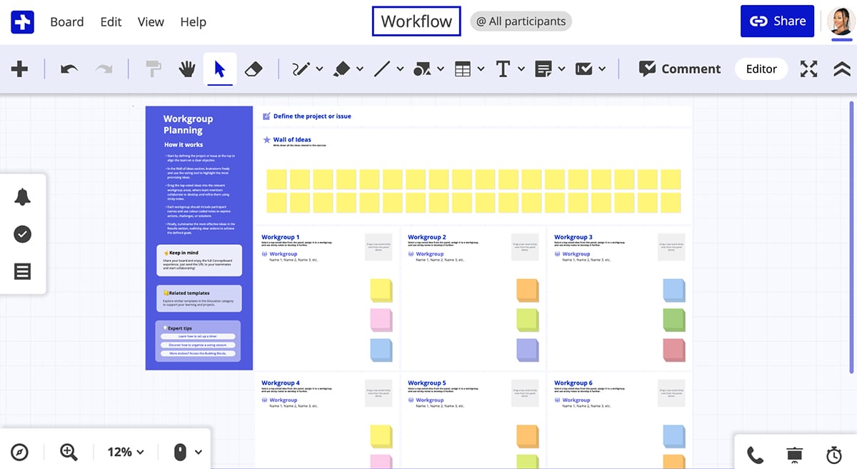 Miro Alternatives - a screenshot of conceptboard interface