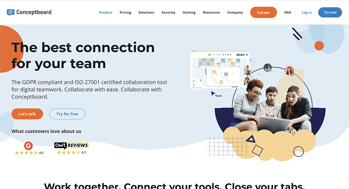 miro alternatives - an image of Conceptboard home page