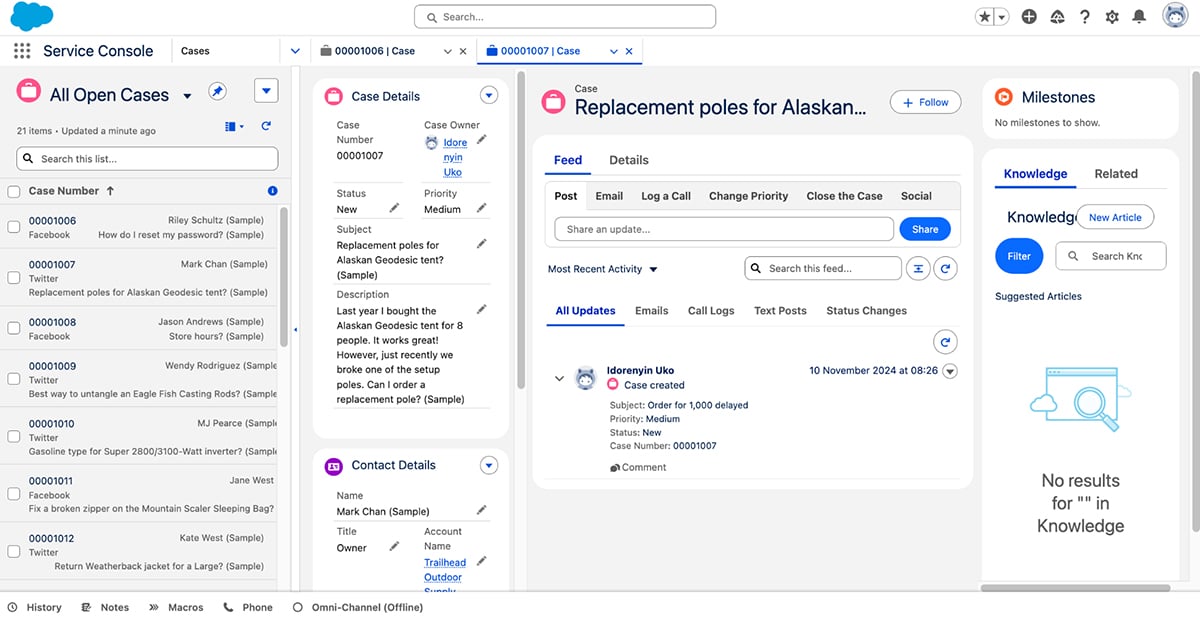 customer success tools - Salesforce interface