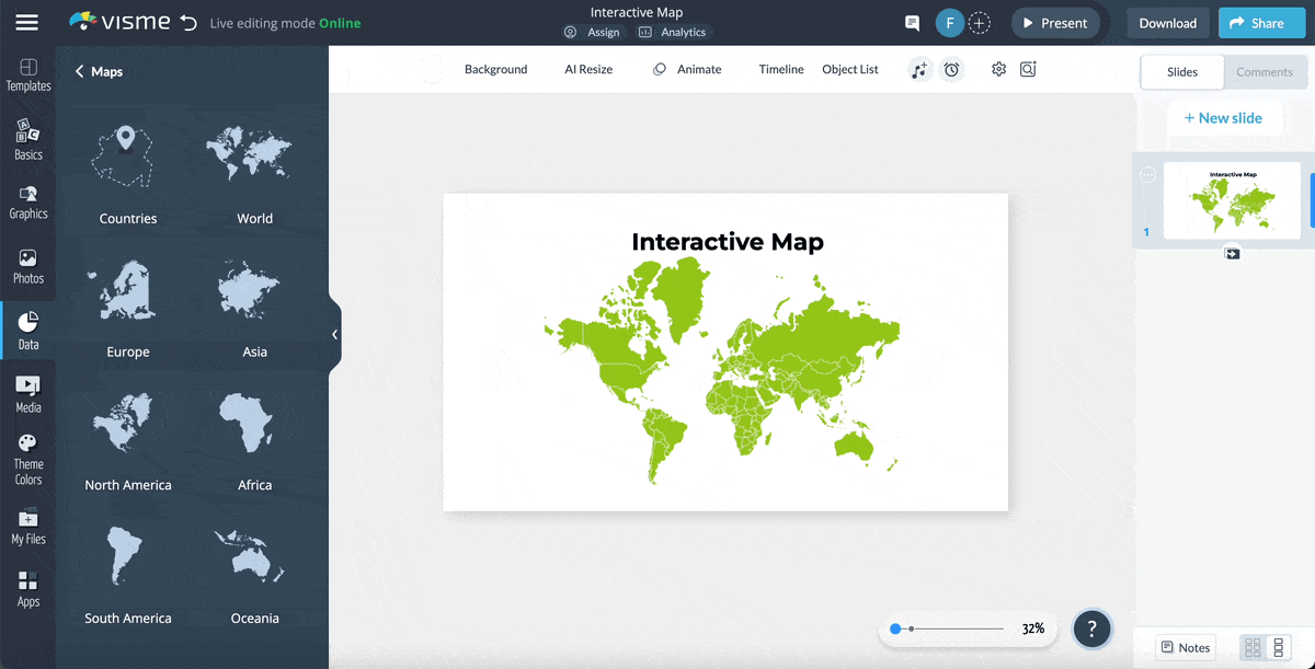 How to Create an Interactive Map in Visme - Customize Map Settings