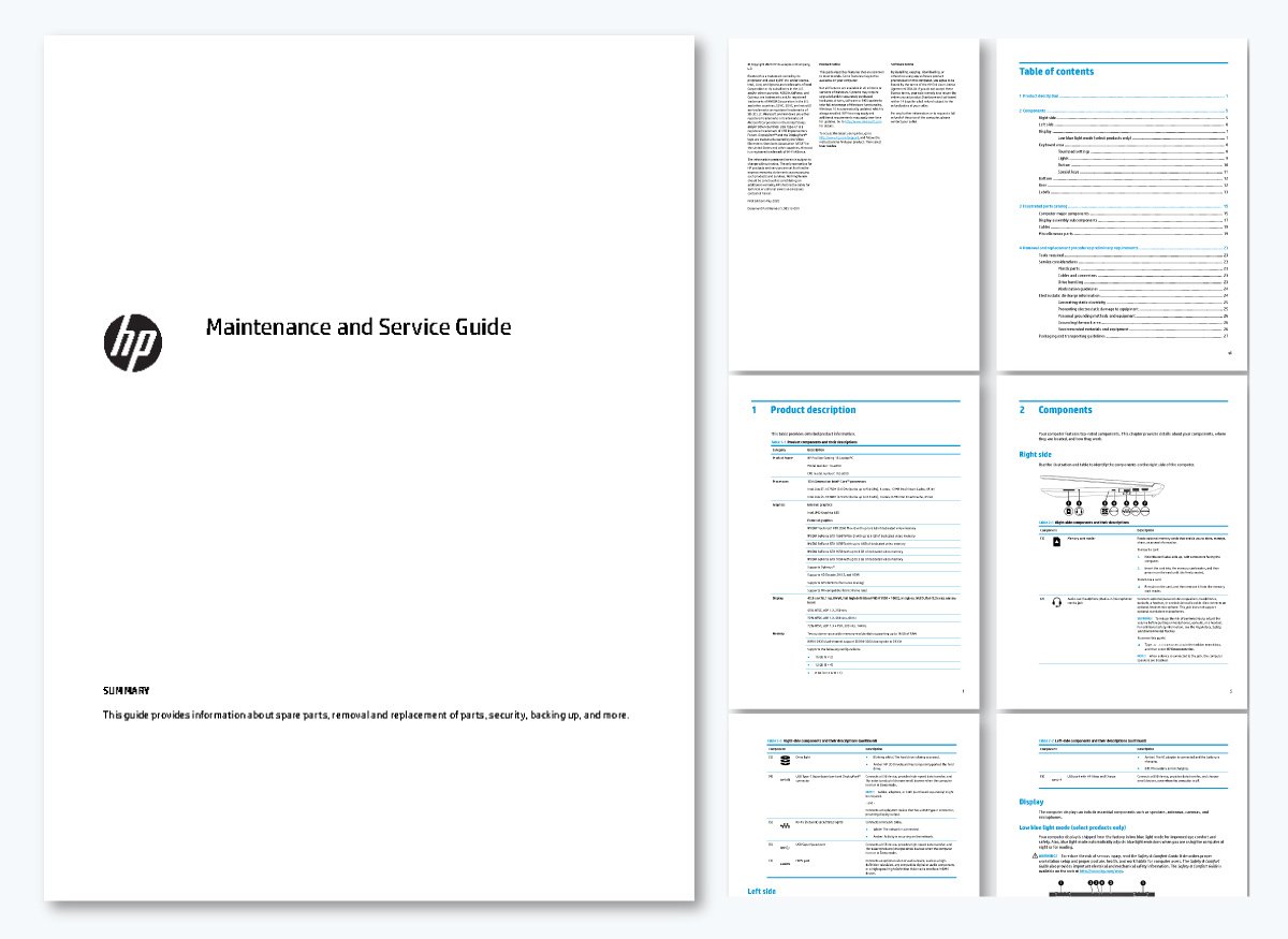 user guide template - HP service guide