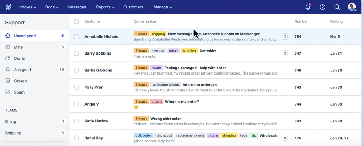 customer success tools - HelpScout interface