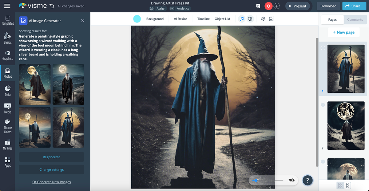 ai marketing tools - Visme's AI image generator interface
