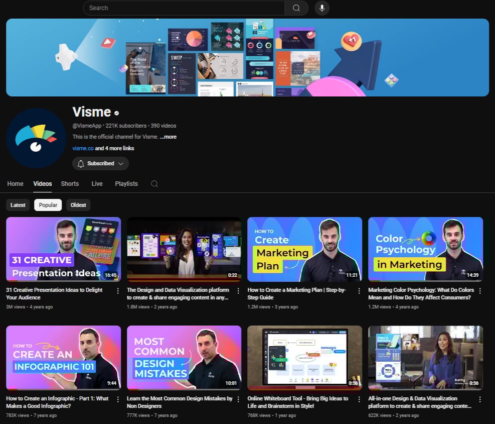 product marketing - The Visme YouTube