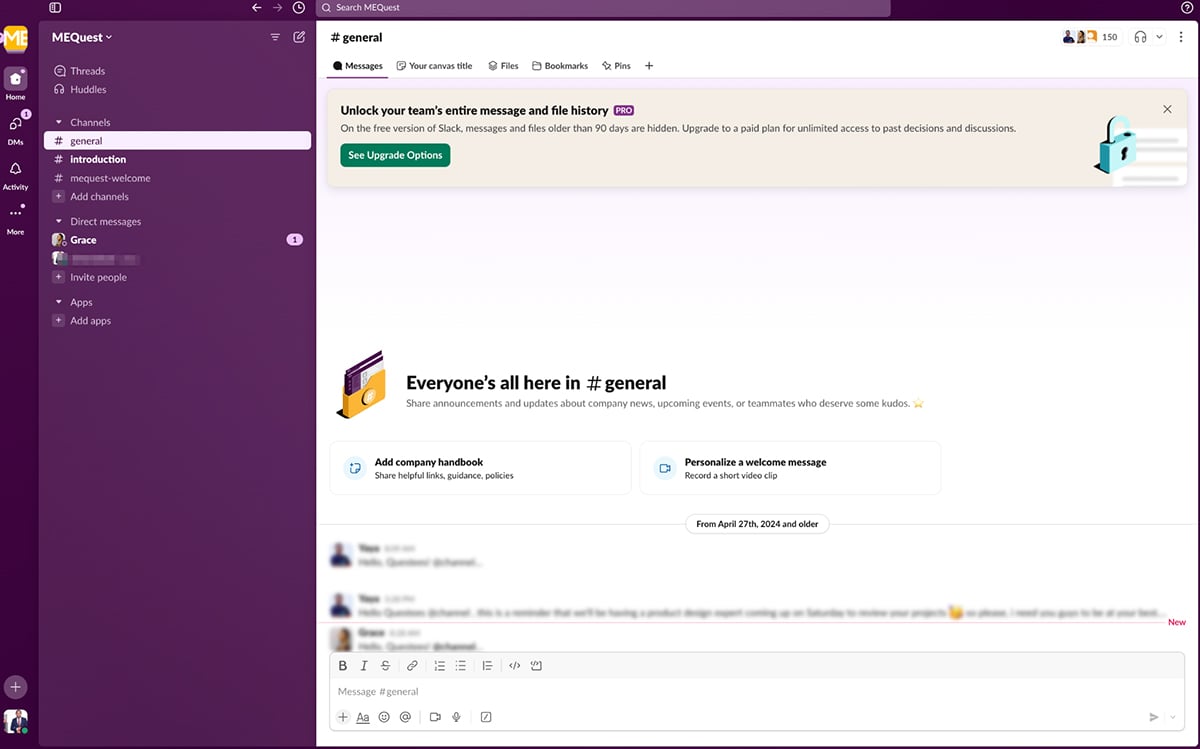 customer success tools - Slack interface