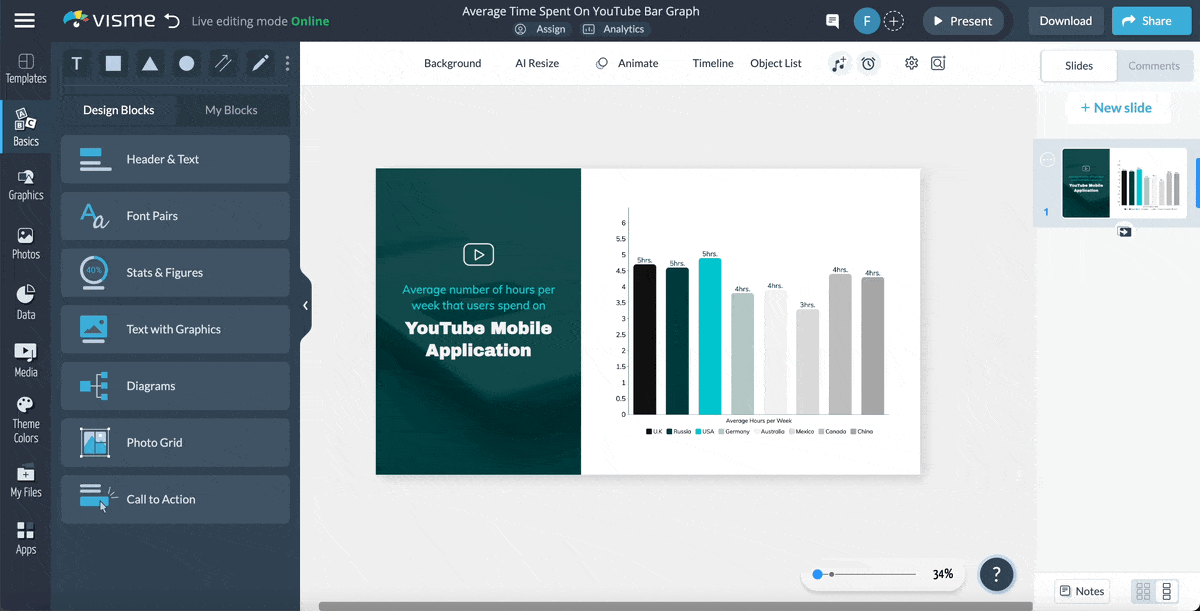 interactive data visualization - a GIF of hover effect in bar graph
