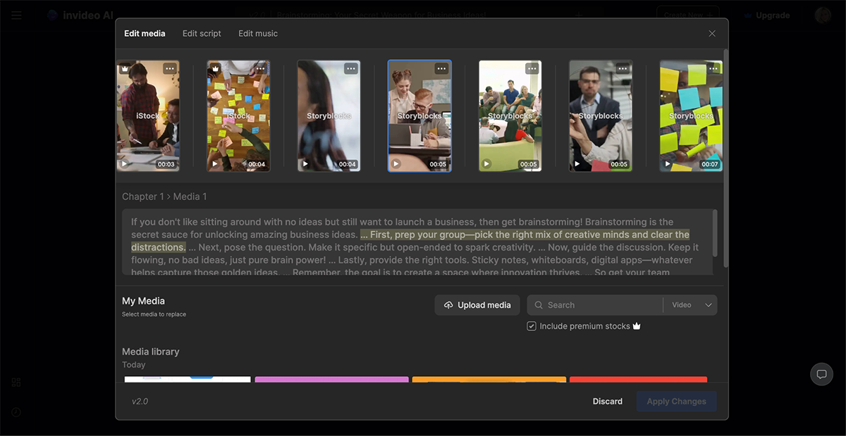 ai marketing tools - Invideo AI interface