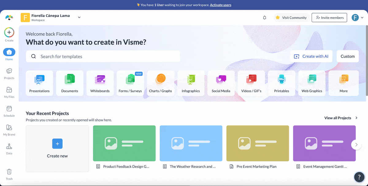 content authoring - a gif of Visme templates 