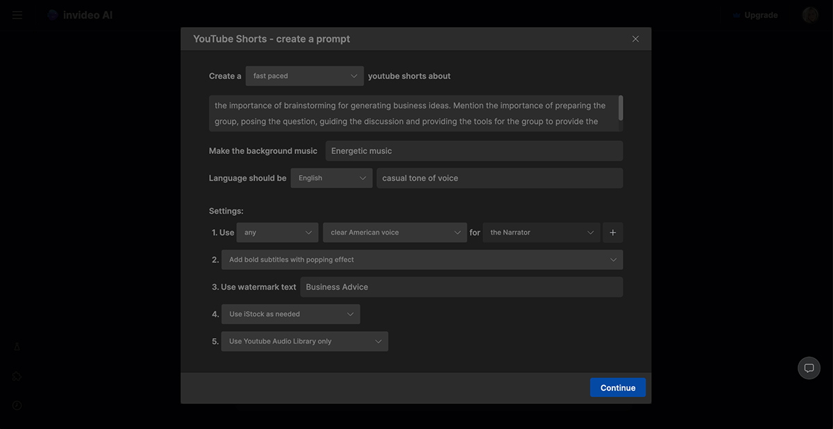 ai marketing tools - Invideo AI interface