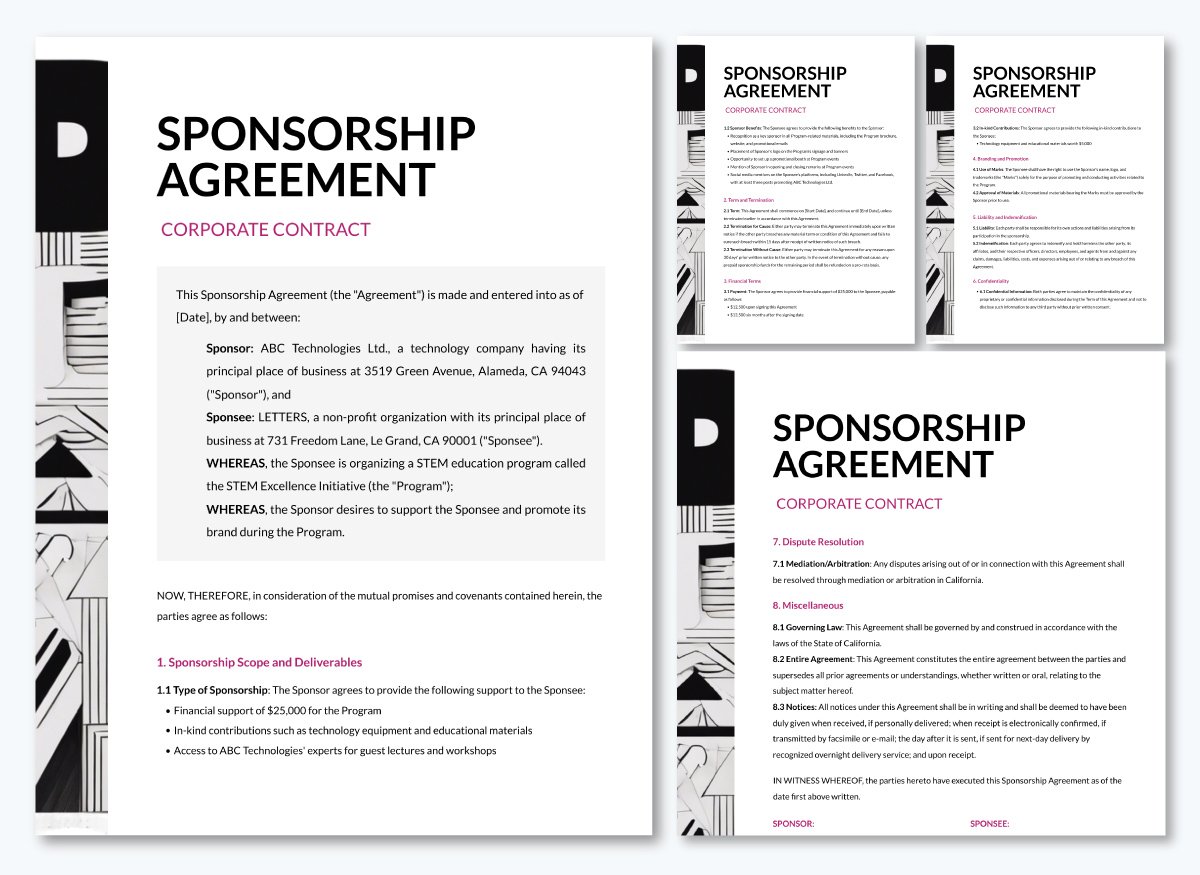 event sponsorship examples - Event Sponsorship Contract Template