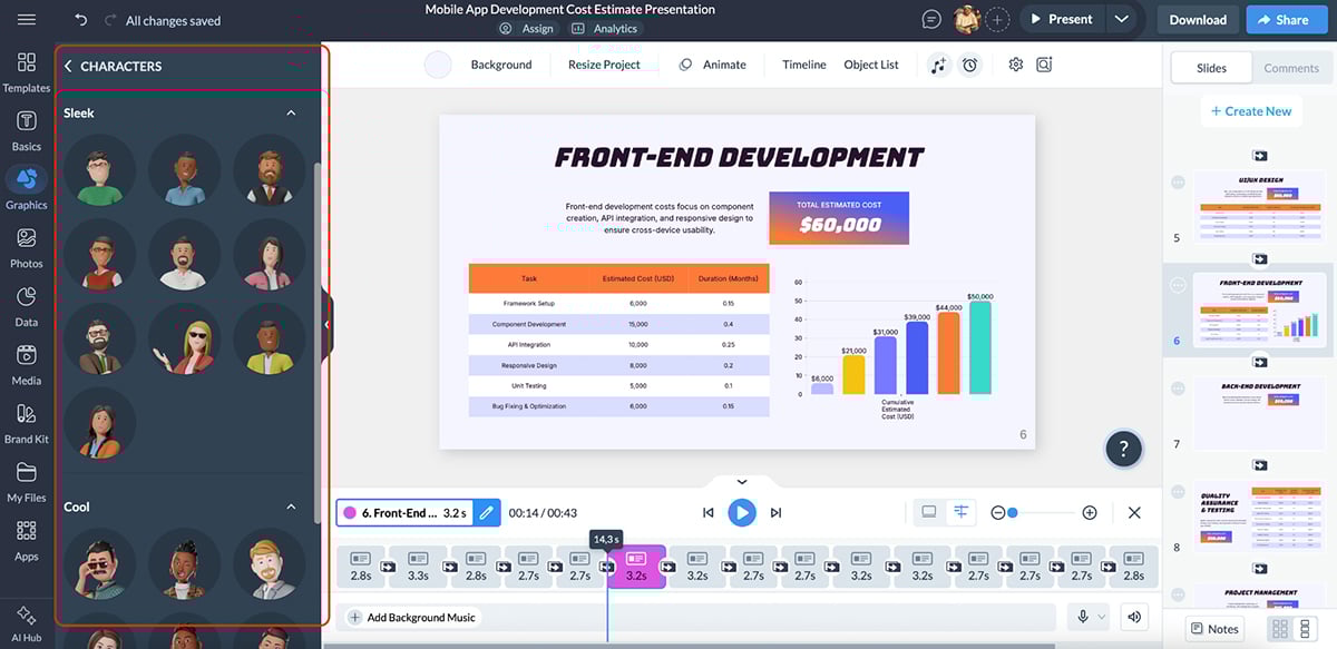 content authoring - Visme's 3D characters