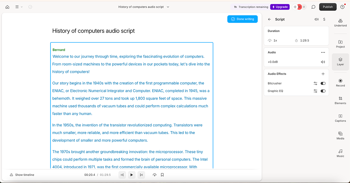 ai marketing tools - Descript interface
