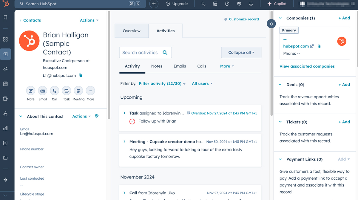 customer success tools - HubSpot interface