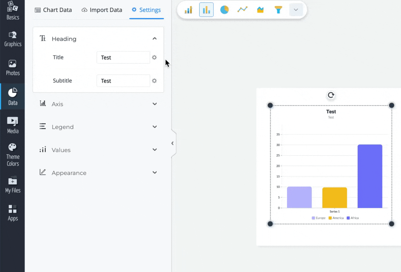 interactive data visualization - How to customize chart heading