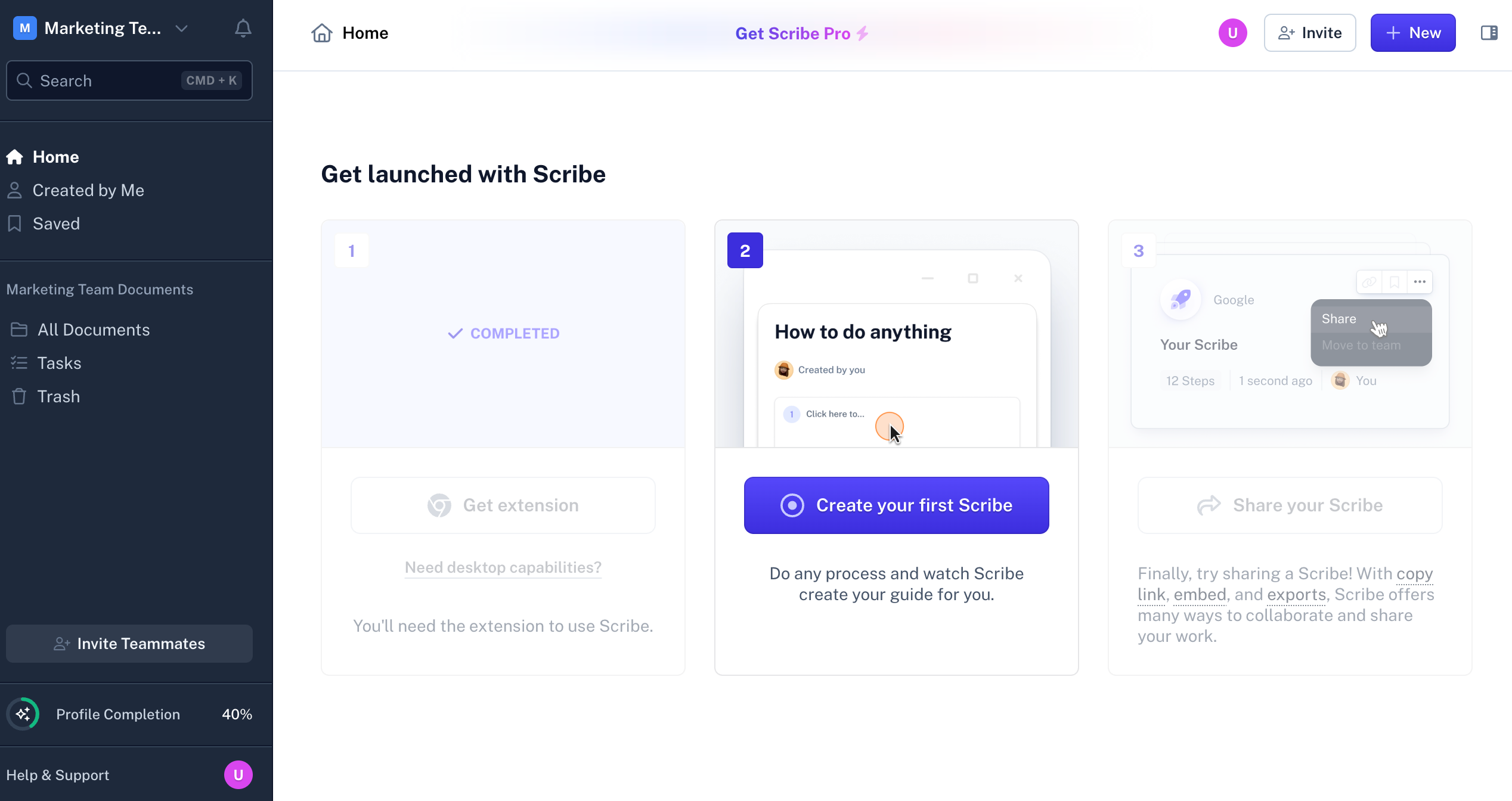 best user guide tools - Scribe interface