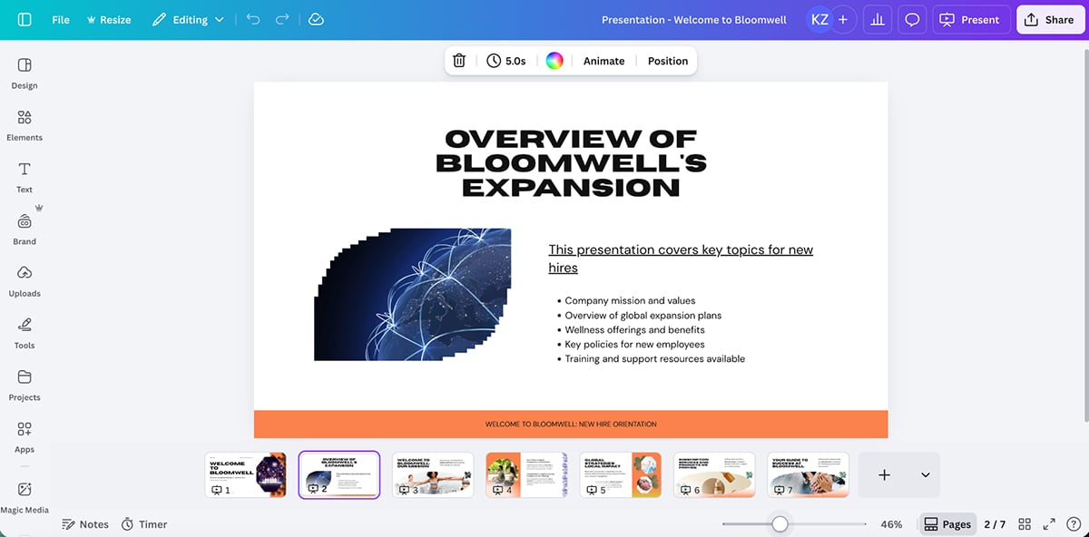 best presentation software - a slide deck made using Canva's Magic Design tool 