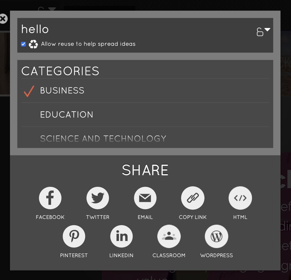 best presentation software - Haiku Deck publish and export options
