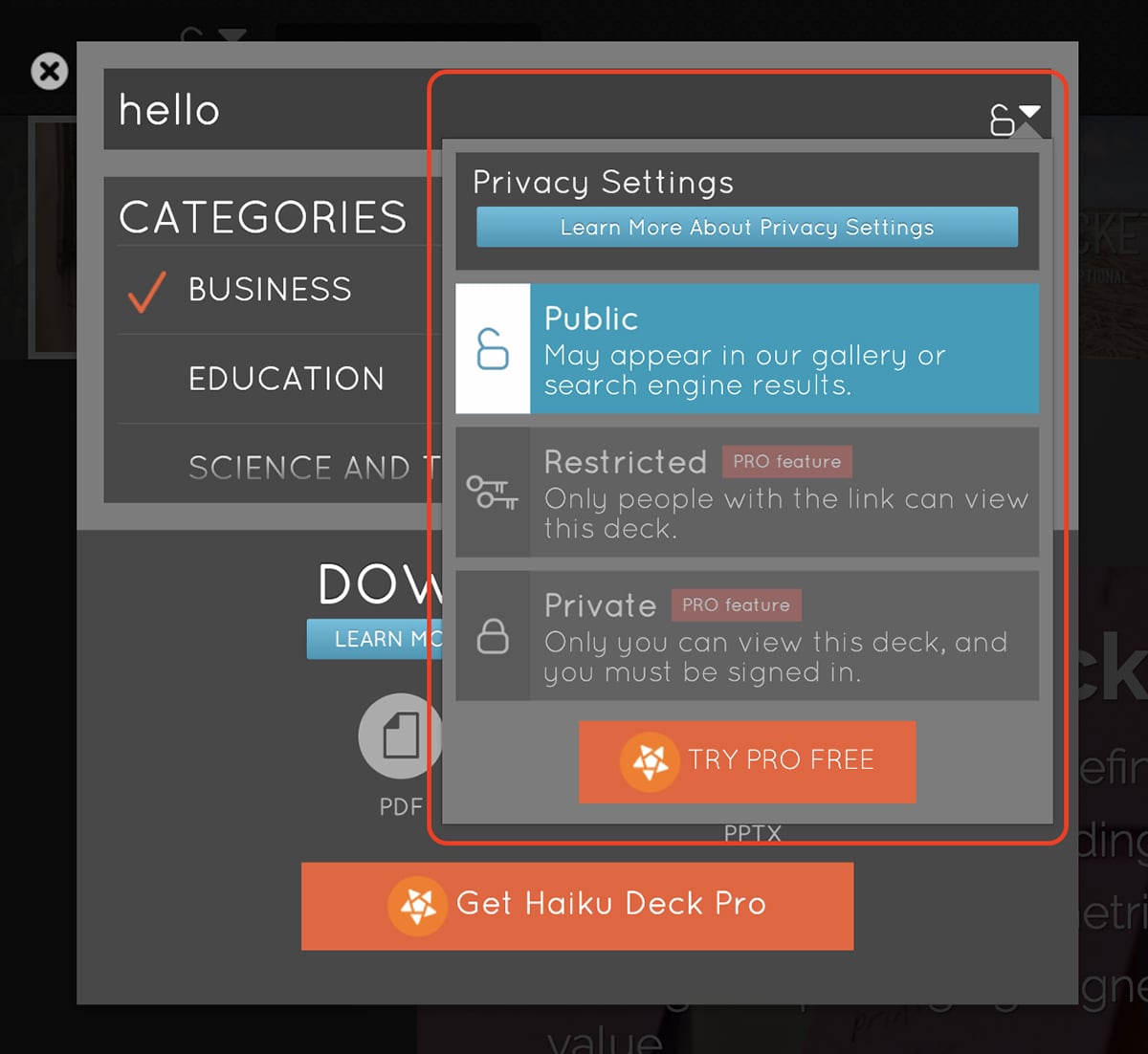 best presentation software - collaboration features in Haiku Deck