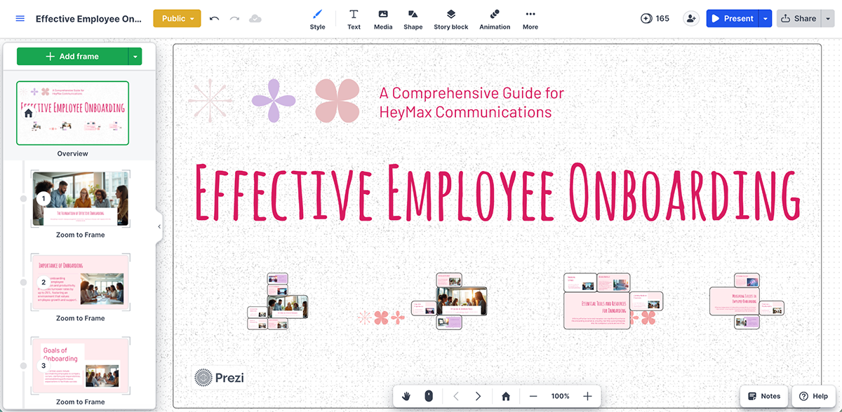 best presentation software - a presentation made using Prezi's AI presentation generator 