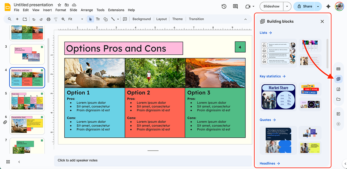 best presentation software - building blocks in Google slides