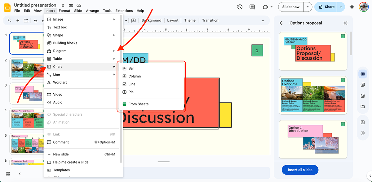 best presentation software - charts and diagrams in Google slides