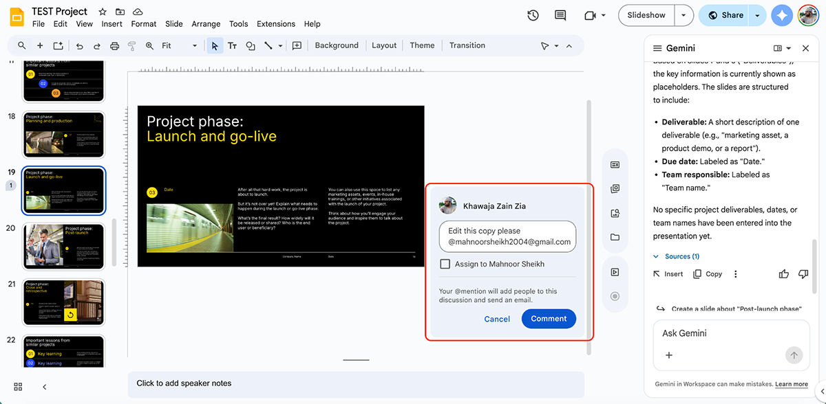 best presentation software - collaboration features in Google slides