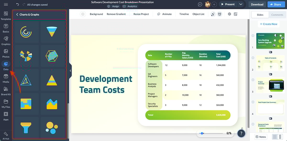 best presentation software - data visualization tools in Visme 