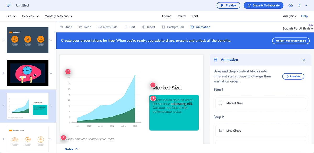 best presentation software - Slidebean animation and interactivity kit 