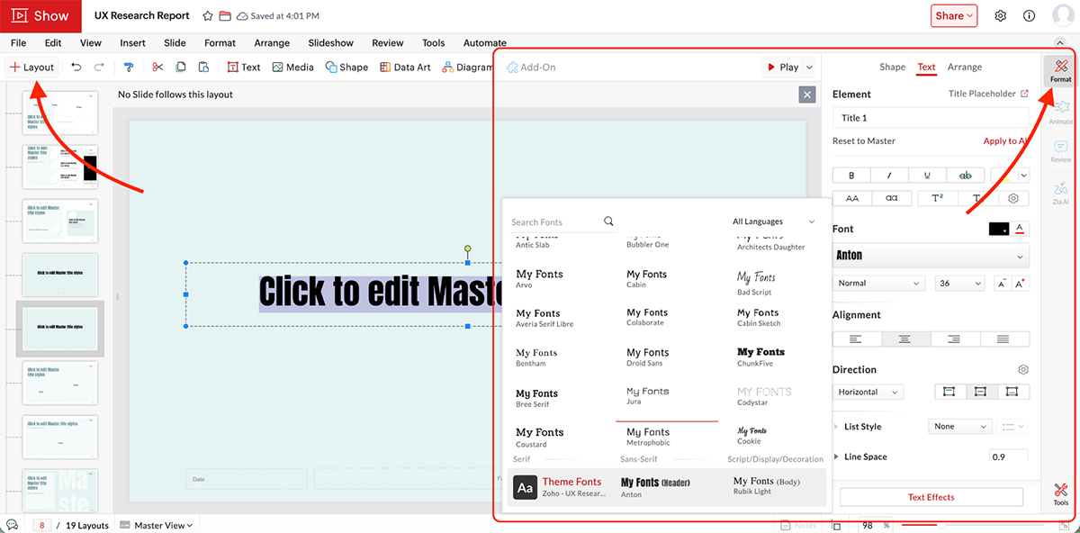 best presentation software - Zoho show's brand kit 