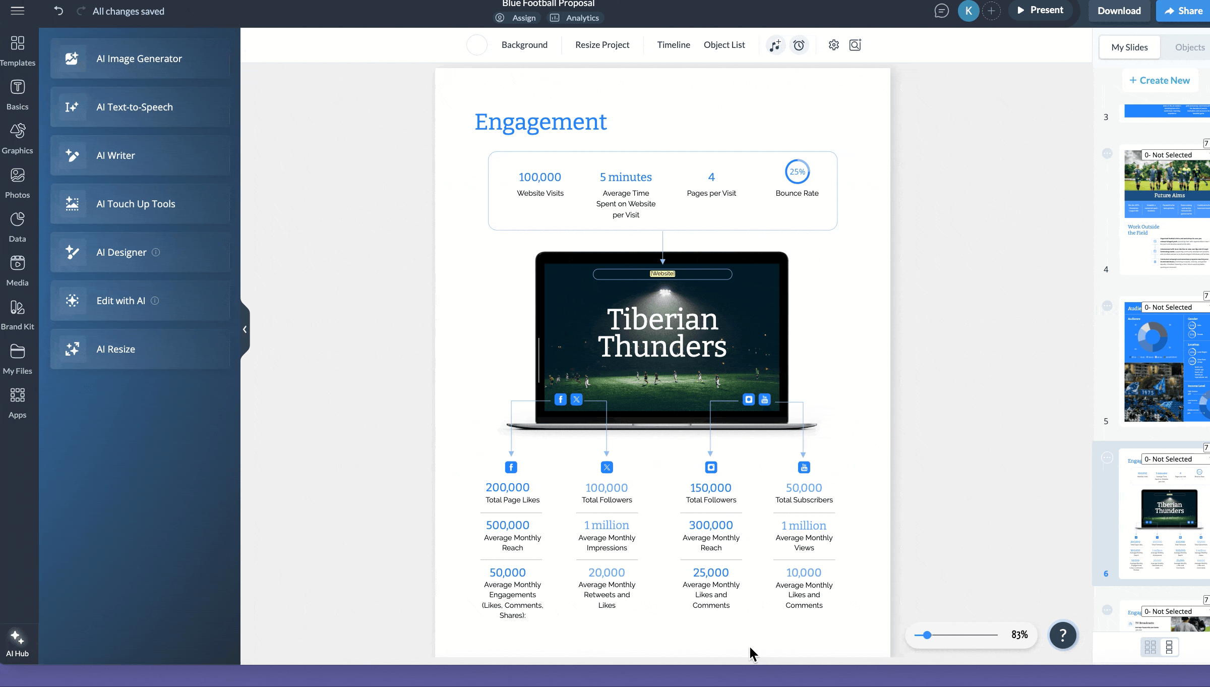 A GIF of adding animations and interactive elements to a proposal.