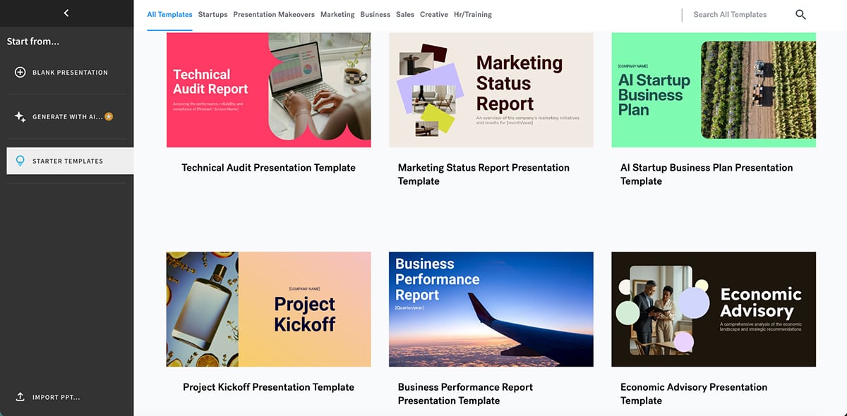 best presentation software - Beautiful.ai template library