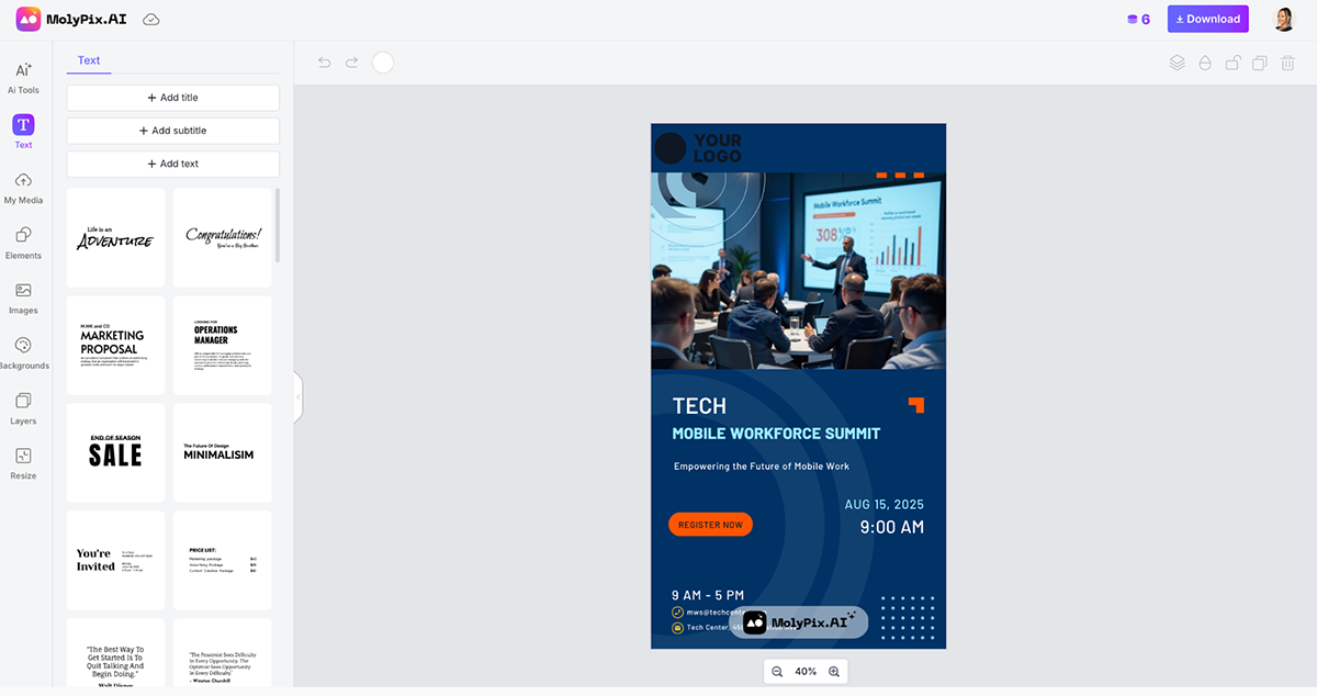an Image of Molypix.ai template