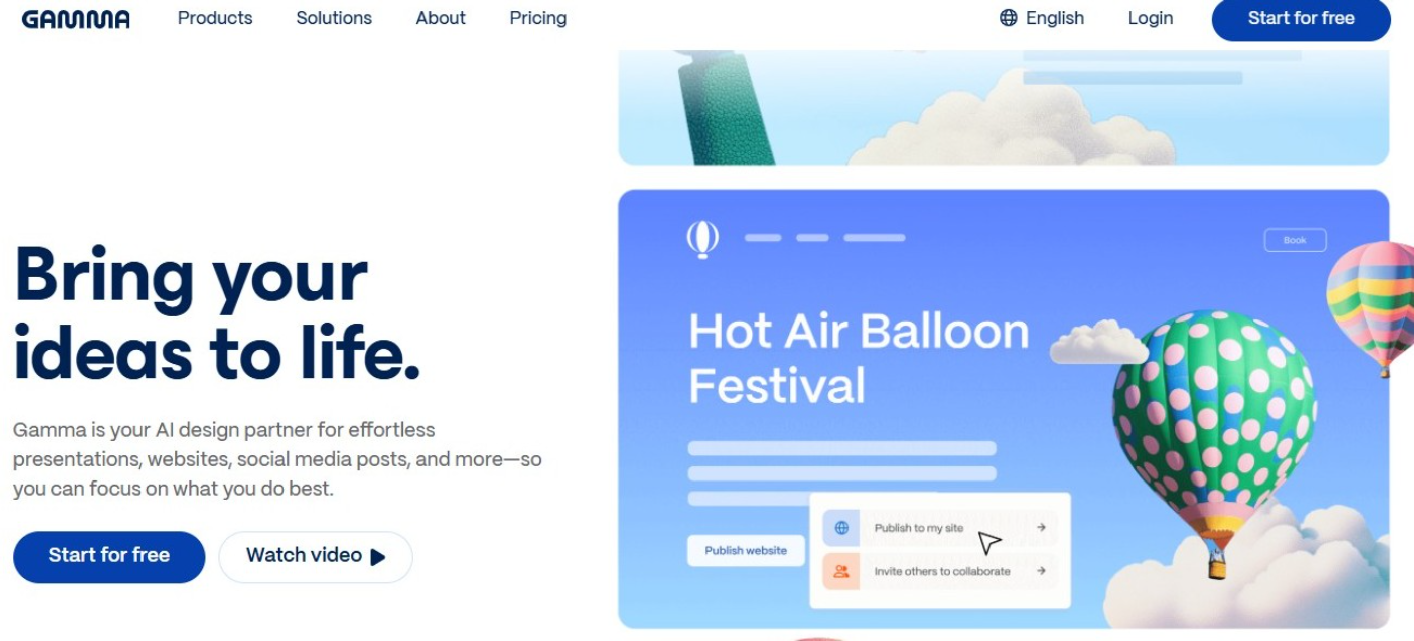 Gamma Homepage for presentation software