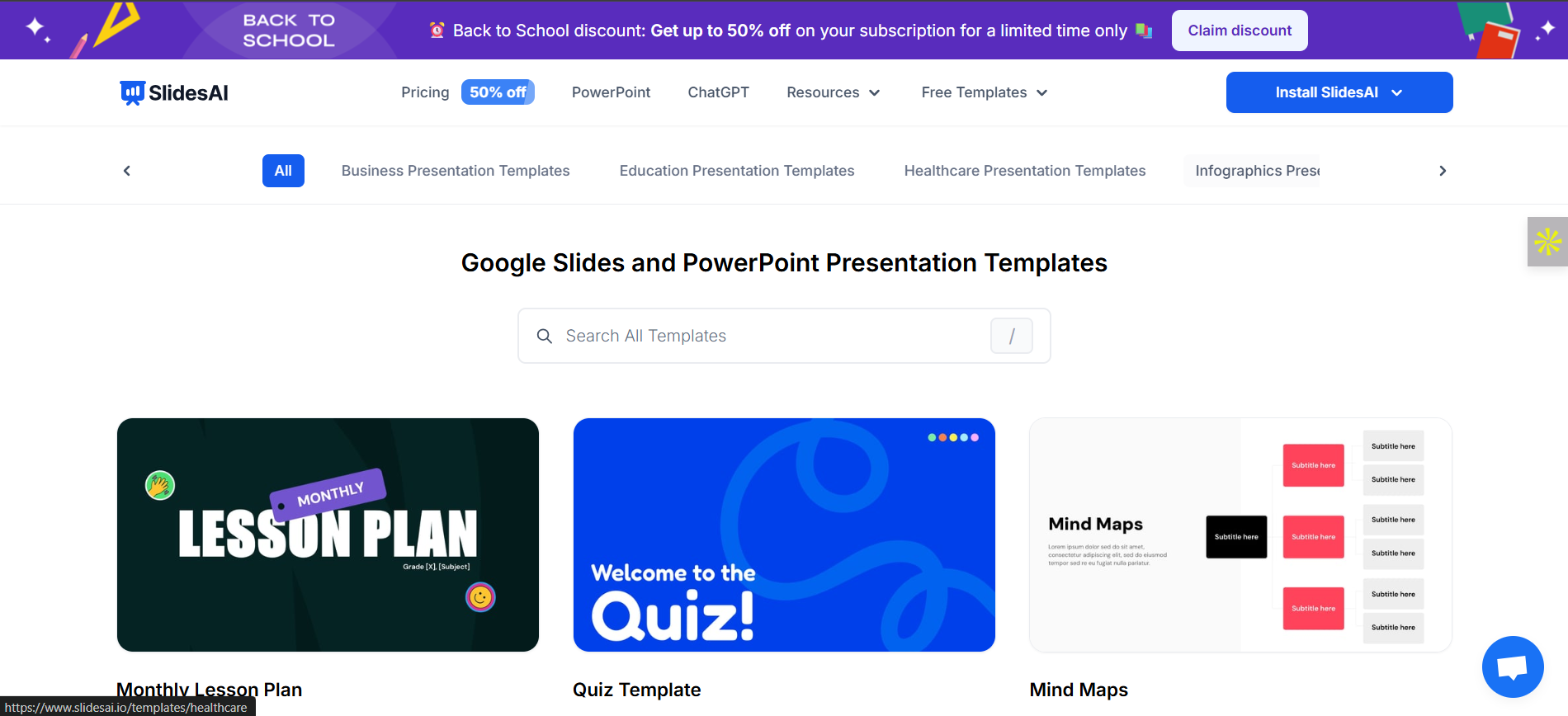 SlidesAI templates for presentation
