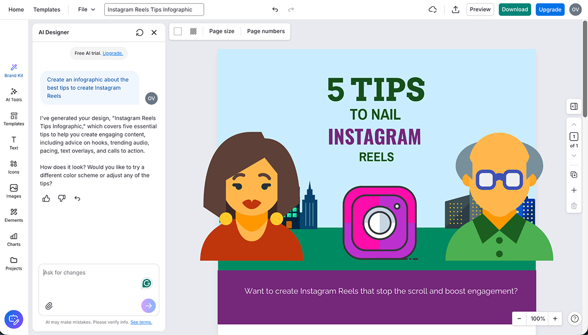 infographic design - Venngage AI editor