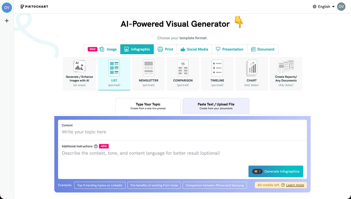 infographic design - Piktochart AI editor