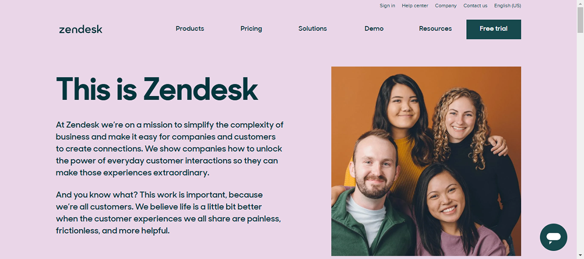 company profile template - Zendesk company profile page