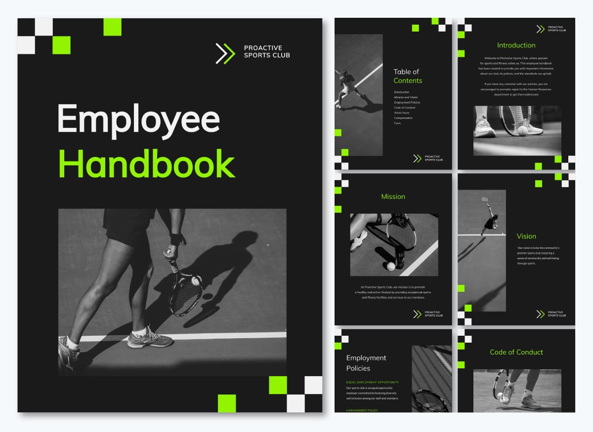 Sportsclub Company Handbook Template 