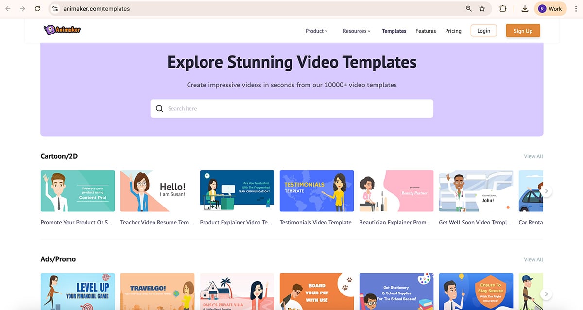 tools to create infographics - A screenshot of Animaker's infographic template library