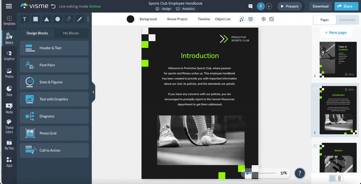 using the worklow tool in a company handbook