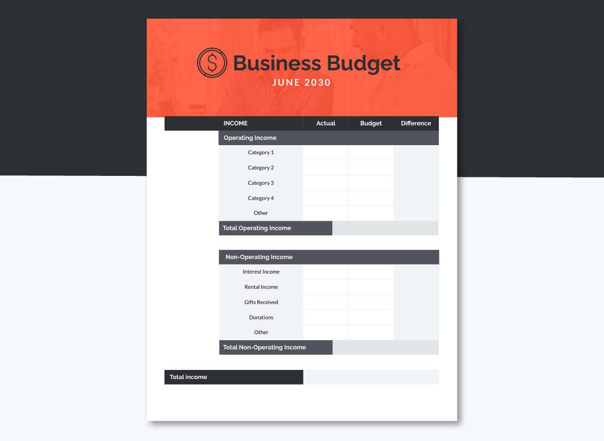 Business Budget Worksheet Template