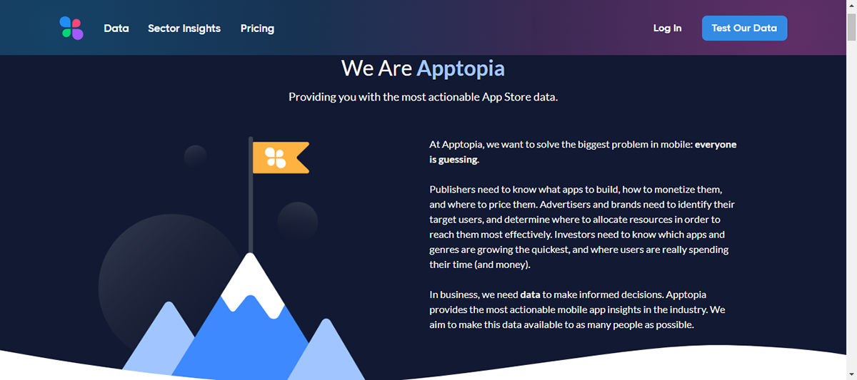 company profile template - Apptopia company profile page