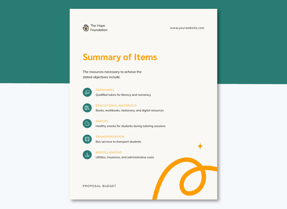 How to Write a Budget Proposal - Provide a Summary of Items and Cost Elements