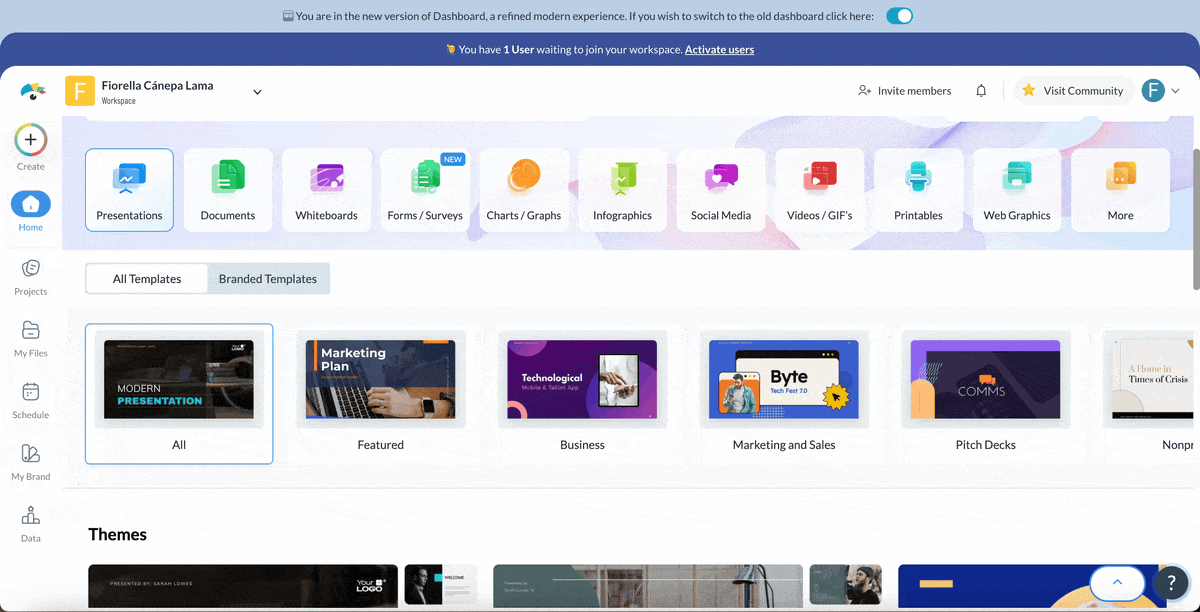 Sign in to Visme | Choose a Template or Generate a Design